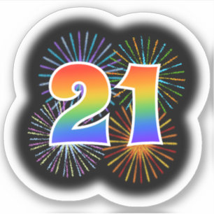 Adesivo Fireworks divertido + Rainbow Pattern "21" Event #