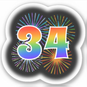 Adesivo Fireworks divertido + Rainbow Pattern "34" Event #