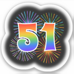 Adesivo Fireworks divertido + Rainbow Pattern "51" Event #