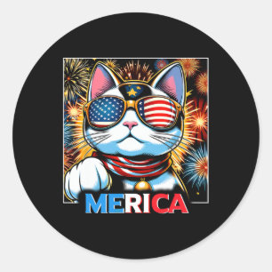 Adesivo Fireworks Patriótico Maneki Neko Cat Merica