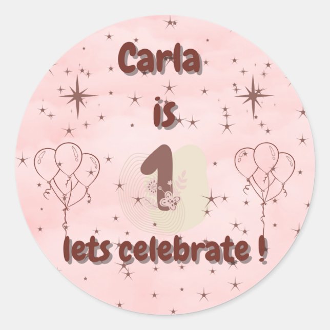 Adesivo  First Birthday Sticker – Cute Party Favor & Gift  (Frente)