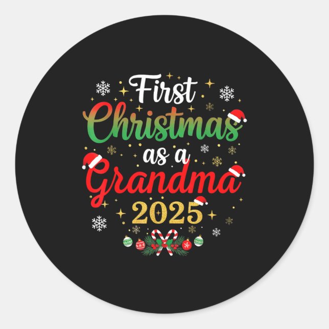 Adesivo First Christmas As A Grandma 2025 New Mommy Xmas  (Frente)