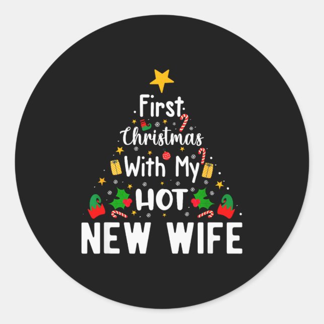 Adesivo First Christmas With My Hot New Wife Funny Xmas  (Frente)