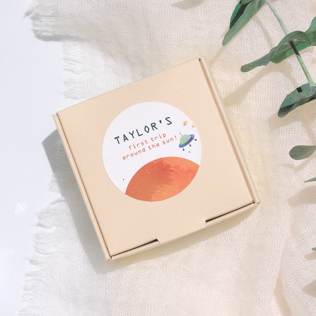 Adesivo First Trip Around The Sun Space Boy Birthday (Criador carregado)