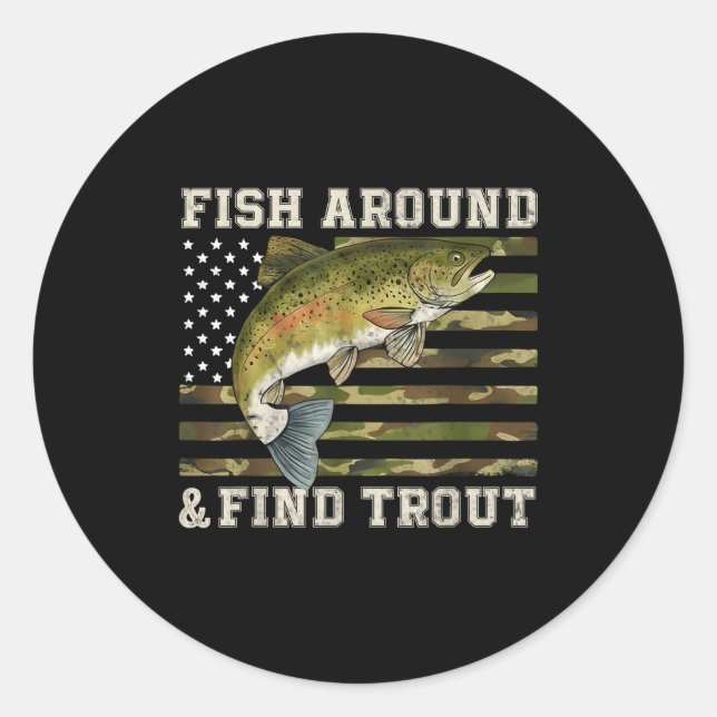 Adesivo Fish Around And Find Trout American Flag Funny Fis (Frente)