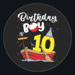 Adesivo Fisherman 10th Birthday Boy Fishing 10 Year Old<br><div class="desc">Fisherman 10th Birthday Boy Fishing 10 Year Old Theme B day Gift. Perfect gift for your dad,  mom,  papa,  men,  women,  friend and family members on Thanksgiving Day,  Christmas Day,  Mothers Day,  Fathers Day,  4th of July,  1776 Independent day,  Veterans Day,  Halloween Day,  Patrick's Day</div>