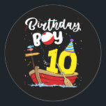 Adesivo Fisherman 10th Birthday Boy Fishing 10 Year Old<br><div class="desc">Fisherman 10th Birthday Boy Fishing 10 Year Old Theme B day Gift. Perfect gift for your dad,  mom,  papa,  men,  women,  friend and family members on Thanksgiving Day,  Christmas Day,  Mothers Day,  Fathers Day,  4th of July,  1776 Independent day,  Veterans Day,  Halloween Day,  Patrick's Day</div>