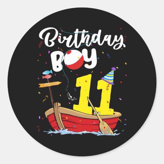 Adesivo Fisherman 11th Birthday Boy Fishing 11 Year Old (Frente)