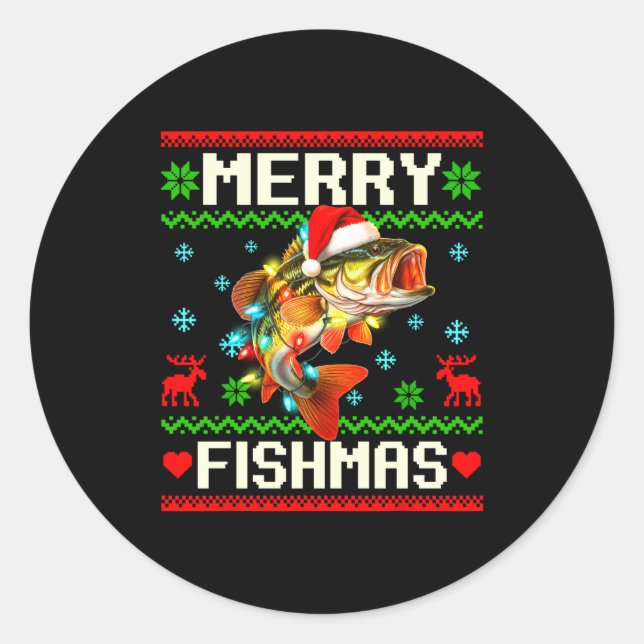 Adesivo Fishing B Fish Merry Fishmas Fisherman Ugly Christ (Frente)