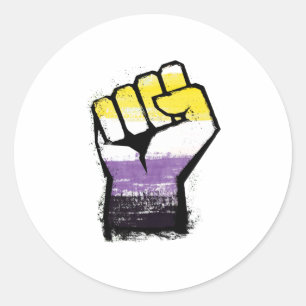 Adesivo Fist de Protesto de Orgulho Não-Binário