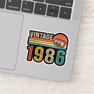 Adesivo Fita Cassete de Aniversário Retro 1986 Nostálgico
