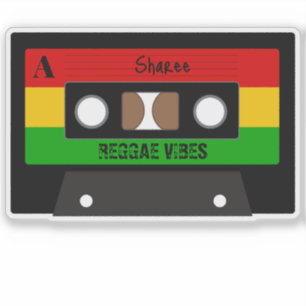 Adesivo fita cassete reggae Music Retro Rasta