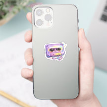 Fita Cassete Retro Kawaii Fofa Roxa Pastel Música
