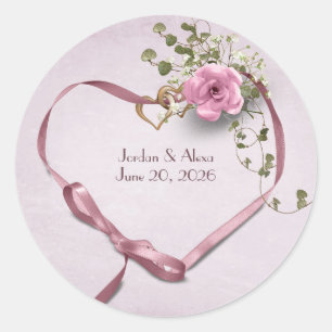 Adesivo fita cor-de-rosa para o anúncio do casamento