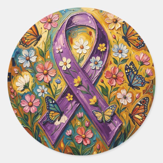 Adesivo Fita de conscientização roxa Fibro (Frente)