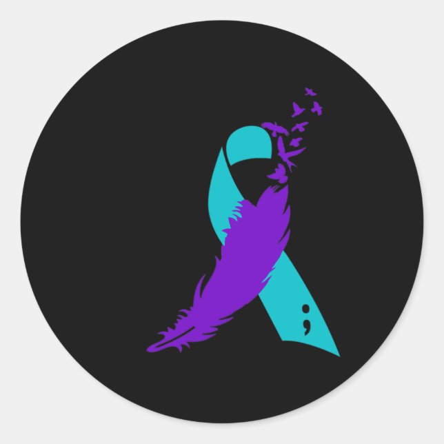 Adesivo Fita de Sensibilização para o Suicídio do Semicolã (Frente)