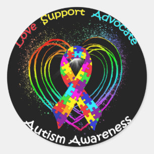 Adesivo Fita do autismo no coração: