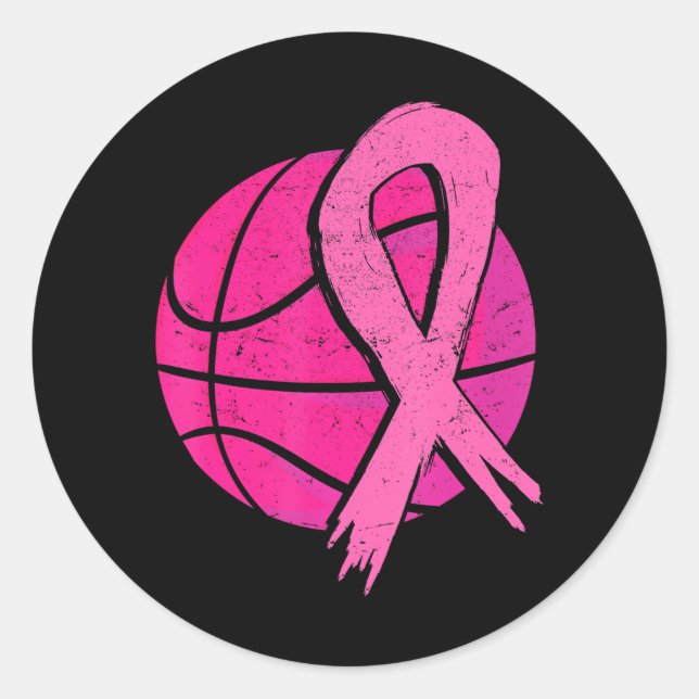 Adesivo Fita rosa de Bola de Basquete de Cancer de Mama (Frente)