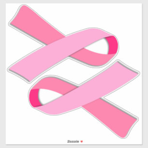 Adesivo Fita Rosa de Reconhecimento do Cancer da Mama 2-Up