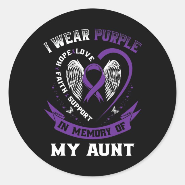 Adesivo Fita Roxa Em Memória Do Câncer de pâncreas Da Tia (Frente)