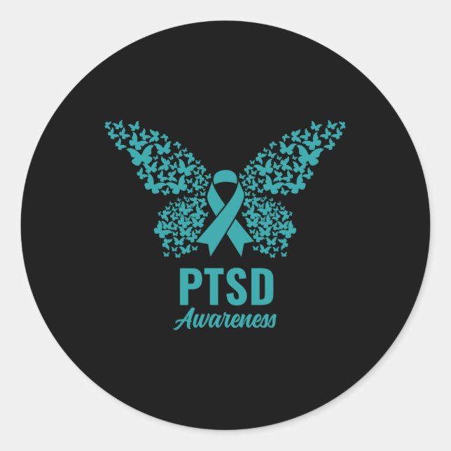 Adesivo Fita Teal Com Borboletas - Sensibilização Ptsd (Frente)