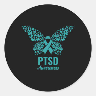 Adesivo Fita Teal Com Borboletas - Sensibilização Ptsd
