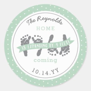 Adesivo Fita verde dos pés do bebê do anúncio quatro do