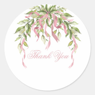 Adesivo Fitas Rosa Verde Floral Obrigado
