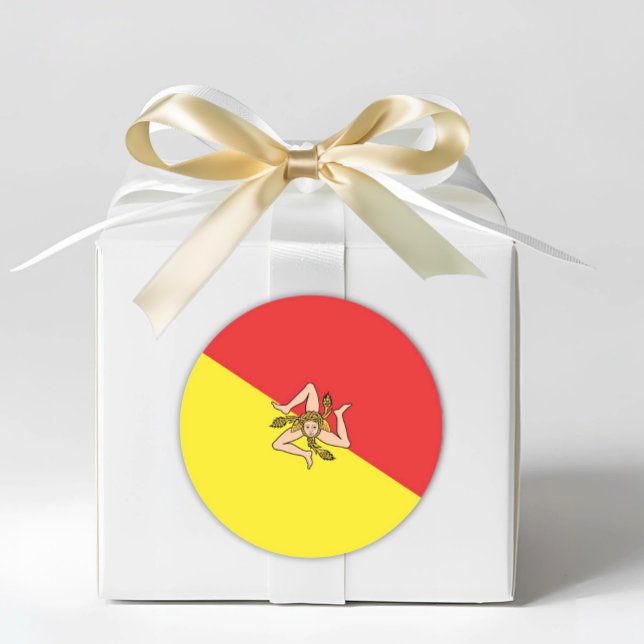 Adesivo Flag of Sicily - Sicilian Envelope or Favor (Flag of Sicily Envelope Seal or Favor Sticker - Italian Sicilian Parties and Events)