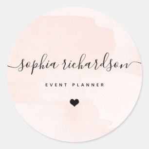 Adesivo Flair minimalista Blush Watercolor com coração