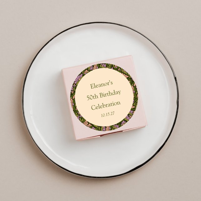 Adesivo Flamentação de Cuta Verde Retro Boho 50º Aniversár (Criador carregado)