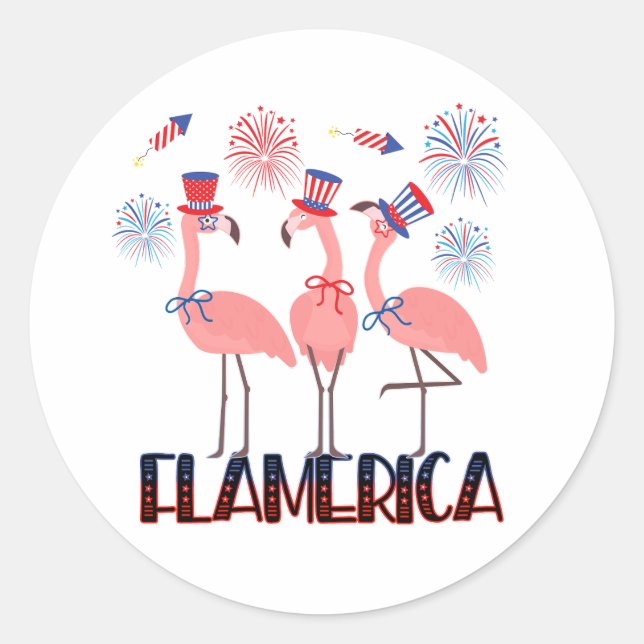 Adesivo Flamerica 4 de julho Flamingo Amava Independência (Frente)