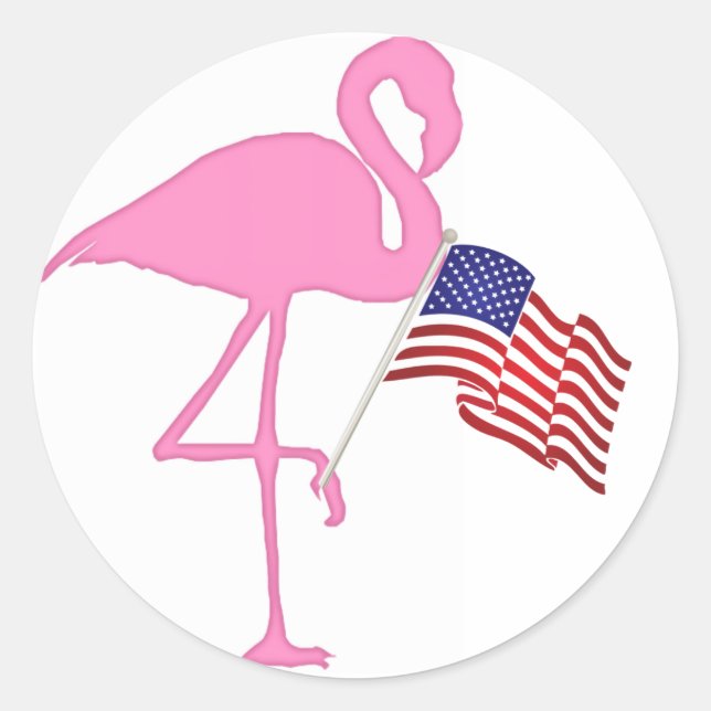 Adesivo Flamingo Americano Patriótico com Bandeira (Frente)