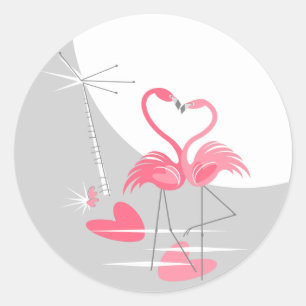 Adesivo Flamingo Amor com grande bengala