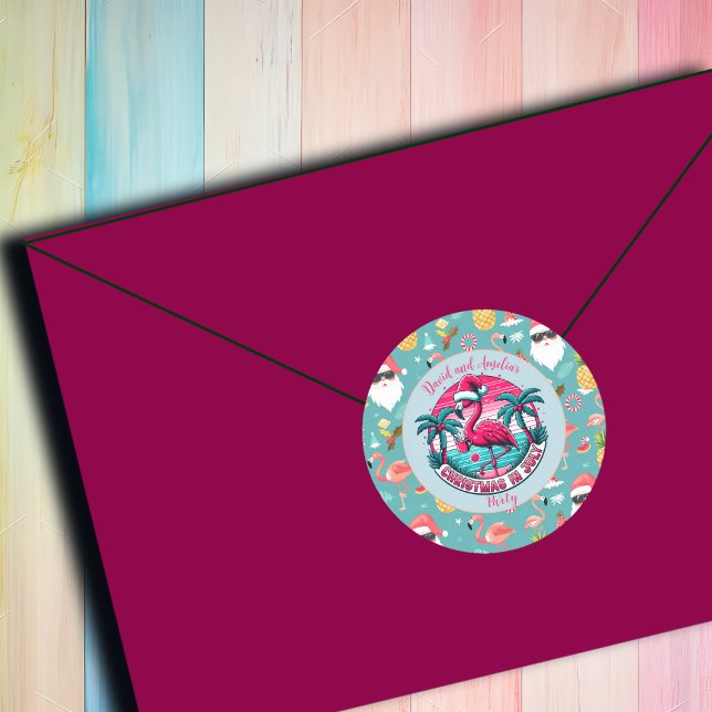 Adesivo Flamingo Bird com o Natal do Chapéu na Festa de ju (Criador carregado)