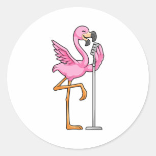 Adesivo Flamingo cantando com microfone