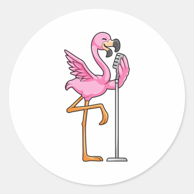 Adesivo Flamingo cantando com microfone (Frente)