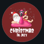 Adesivo Flamingo Christmas No Fim De Julho<br><div class="desc">O Natal Flamingo Em Julho, Presente No Sobrevivente. Presente perfeito para seu pai, mãe, pai, homens, mulheres, amigos e familiares no Dia de Ação de Graças, Dia de Natal, Dia de as mães, Dia de os pais, 4 de julho de 1776 Dia Independente, Dia dos Veteranos, Dia do Halloween, Dia...</div>