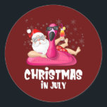 Adesivo Flamingo Christmas No Fim De Julho<br><div class="desc">O Natal Flamingo Em Julho, Presente No Sobrevivente. Presente perfeito para seu pai, mãe, pai, homens, mulheres, amigos e familiares no Dia de Ação de Graças, Dia de Natal, Dia de as mães, Dia de os pais, 4 de julho de 1776 Dia Independente, Dia dos Veteranos, Dia do Halloween, Dia...</div>