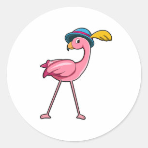 Adesivo Flamingo com chapéu e pena
