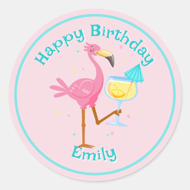 Adesivo Flamingo com Cocktail (Frente)