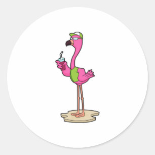 Adesivo Flamingo com Óculos de Sol & Boné