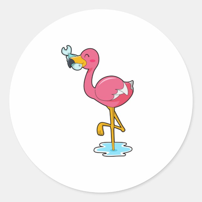 Adesivo Flamingo com Peixe (Frente)