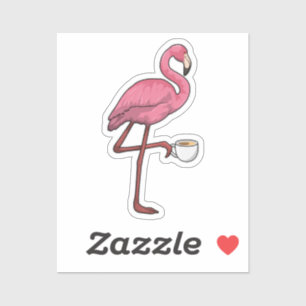 Adesivo Flamingo com Taça de Café