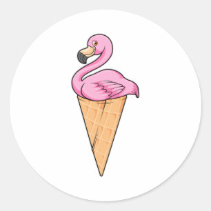 Adesivo Flamingo com Waffle de Sorvete