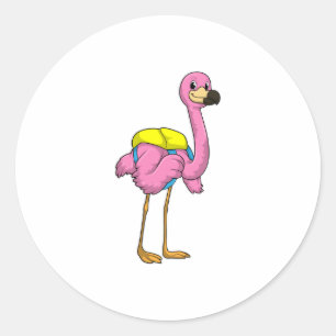 Adesivo Flamingo como Alunos com saco escolar