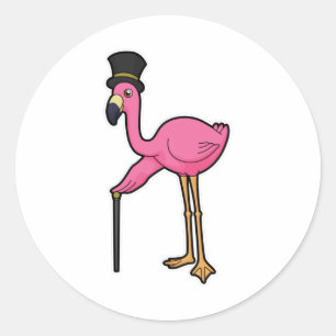 Adesivo Flamingo como Grove com Chapéu e Cana