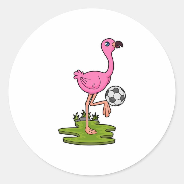 Adesivo Flamingo como jogador de futebol com futebol (Frente)