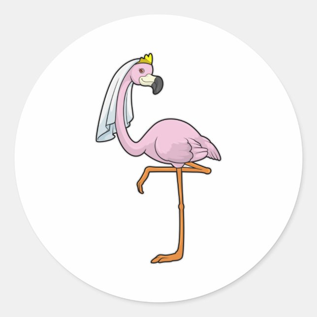Adesivo Flamingo como noiva no casamento com Veil (Frente)