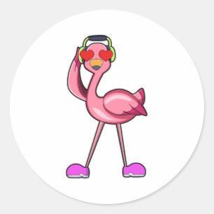 Adesivo Flamingo como reformador com a bengala e o chapéu